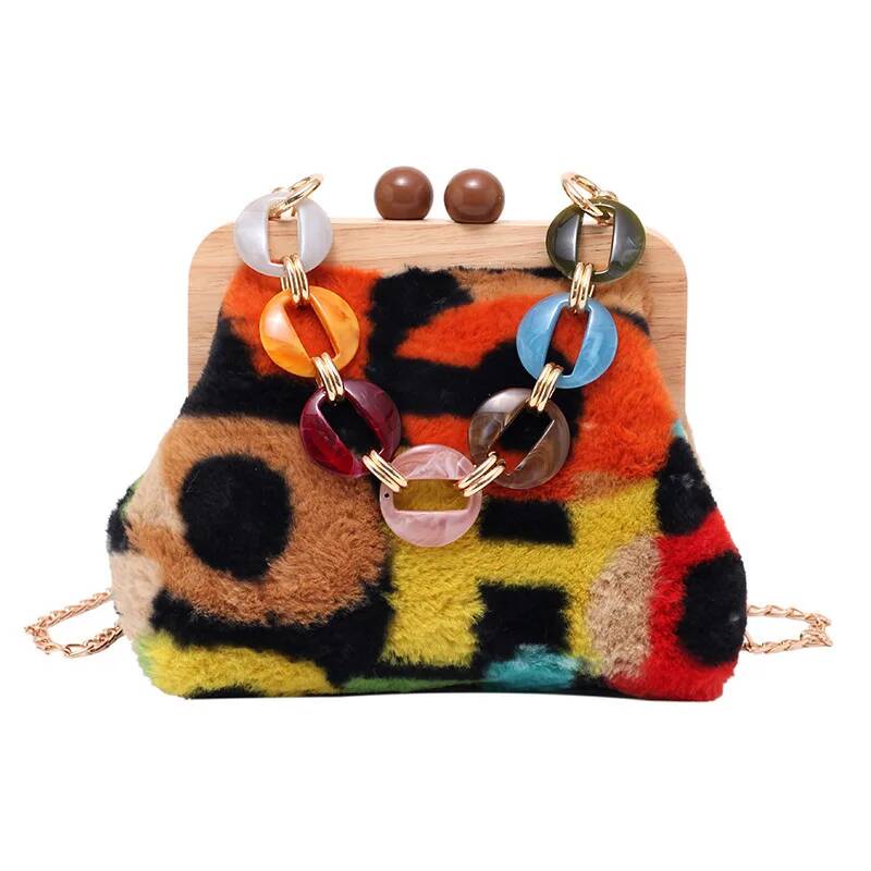 Plush Shoulder Bag For Women Wooden Clip Evening Clutch Bag Fashion Acrylic Chain Luxury Handbag Women Banquet Party Purse Bag 24cmx20cmx11cm
Plush Shoulder Bag For Women Wooden Clip Evening Clutch Bag Fashion Acrylic Chain Luxury Handbag Women Banquet Party Purse Bag 24cmx20cmx11cm