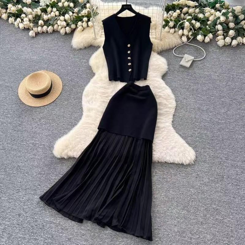 Women s Clothing Suit Sleeveless Short Top Pleated Skirt Two-piece Set Western-style Daily Commuting Wear L чорний
Women s Clothing Suit Sleeveless Short Top Pleated Skirt Two-piece Set Western-style Daily Commuting Wear L чорний
