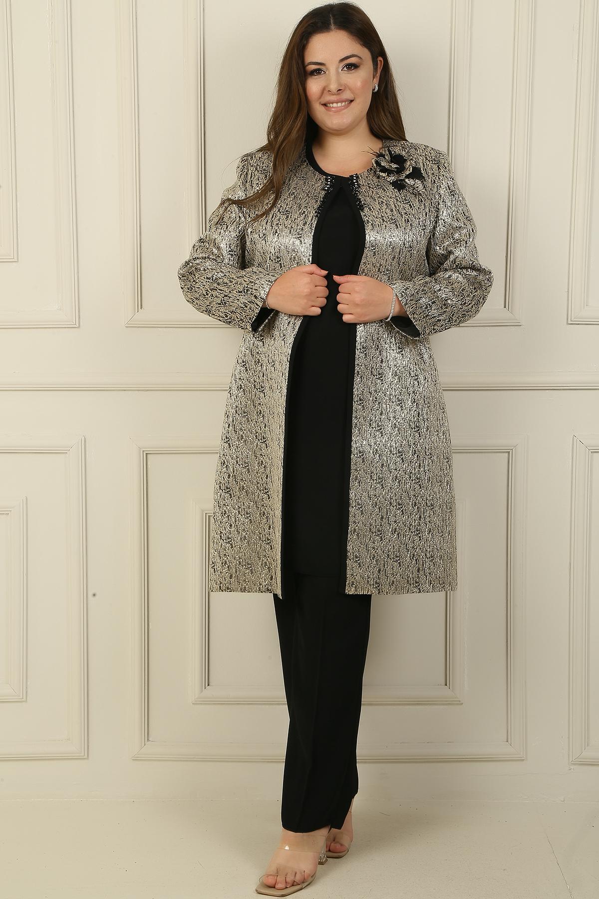 Блузка без рукавов с боковыми разрезами Длинный жаккардовый жакет на подкладке из бисера Брюки Большой размер Комплект из 3 предметов 4XL чёрный
Блузка без рукавов с боковыми разрезами Длинный жаккардовый жакет на подкладке из бисера Брюки Большой размер Комплект из 3 предметов 4XL чёрный