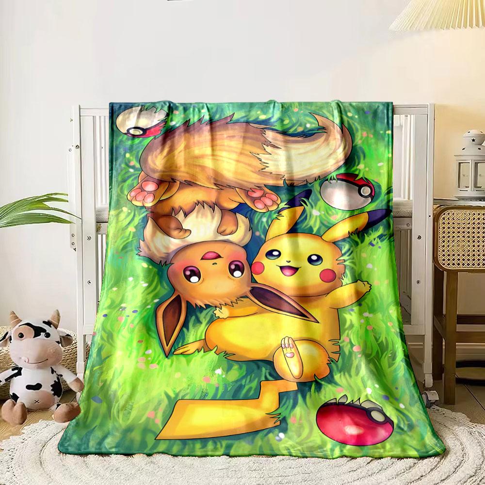 Two playful creatures, Pikachu and Eevee, lying on grass near Poké Balls. for all seasons blanket lunch break throw gift 80cm x 120cm
Two playful creatures, Pikachu and Eevee, lying on grass near Poké Balls. for all seasons blanket lunch break throw gift 80cm x 120cm