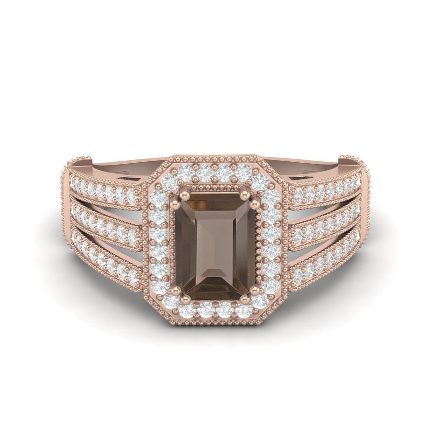 1.86 Ctw Emerald Cut Smoky Quartz 925 Sterling Silver Rose Vermeil Split Shank Halo Women Engagement Ring 8
1.86 Ctw Emerald Cut Smoky Quartz 925 Sterling Silver Rose Vermeil Split Shank Halo Women Engagement Ring 8