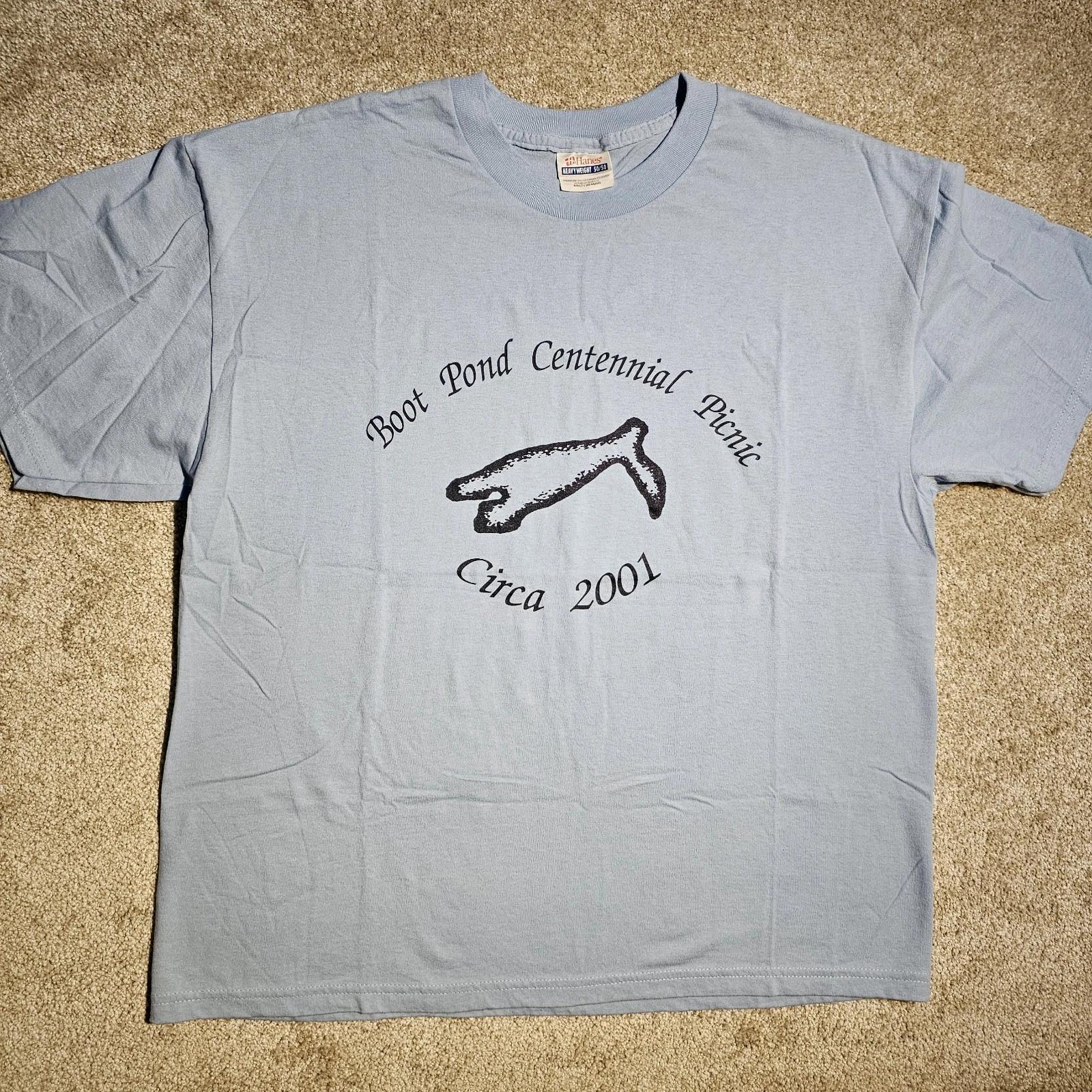 Vtg Y2k Boot Pond Centennial Picnic Size L Blue T-shirt Sleeze Indie Grunge 2001 M
Vtg Y2k Boot Pond Centennial Picnic Size L Blue T-shirt Sleeze Indie Grunge 2001 M