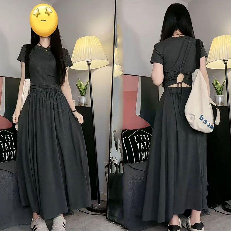 Summer Lace-up Short Sleeve T-shirt & Long Skirt Set for Women L (105-120 kg)
Summer Lace-up Short Sleeve T-shirt & Long Skirt Set for Women L (105-120 kg)