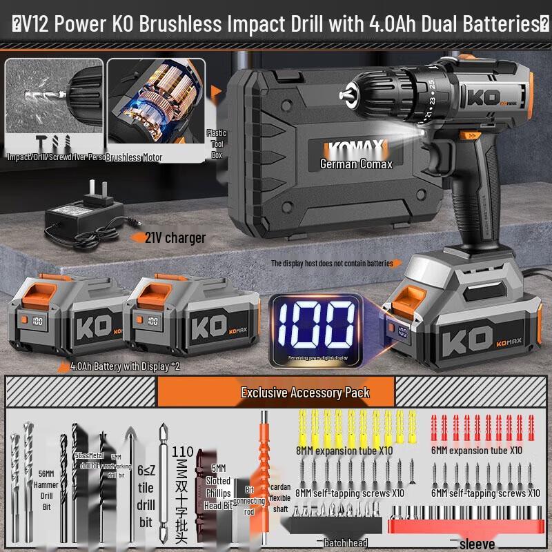 SMVP V12 Cordless Brushless Impact Drill Kit CN plug (adapter included)
SMVP V12 Cordless Brushless Impact Drill Kit CN plug (adapter included)