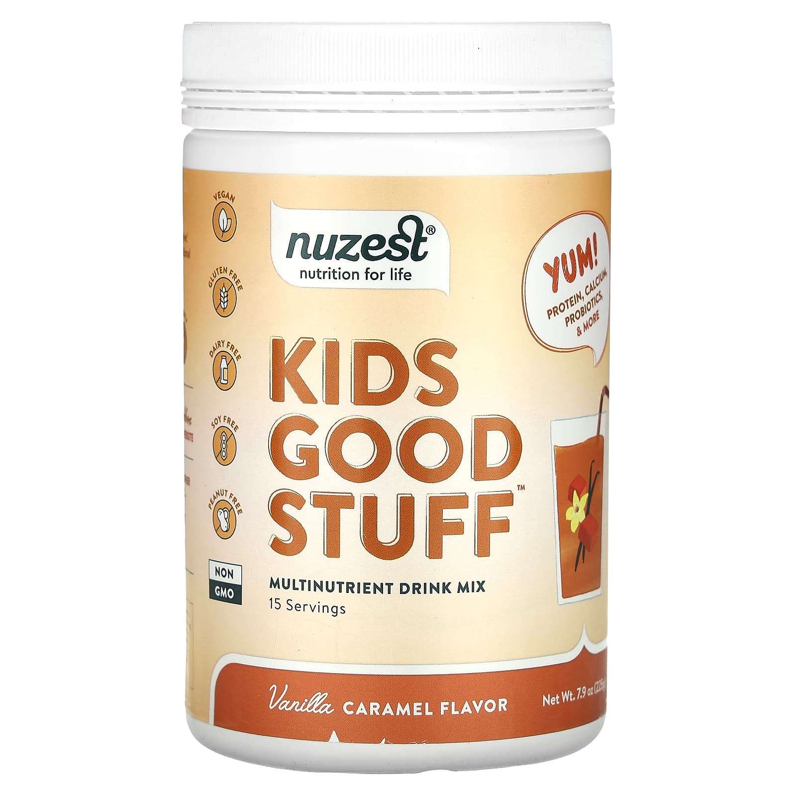 Nuzest, Kids Good Stuff, багатопоживна суміш для напоїв, ванільна карамель, 7,9 унції (225 г)
Nuzest, Kids Good Stuff, багатопоживна суміш для напоїв, ванільна карамель, 7,9 унції (225 г)