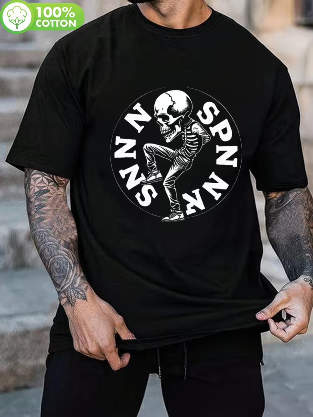 S Heavy-Duty Black T-Shirt with White Chinese Character Skull & SPN Logo - Punkmetal Style Short Sleeve Round Neck Casual Shirt XL
S Heavy-Duty Black T-Shirt with White Chinese Character Skull & SPN Logo - Punkmetal Style Short Sleeve Round Neck Casual Shirt XL