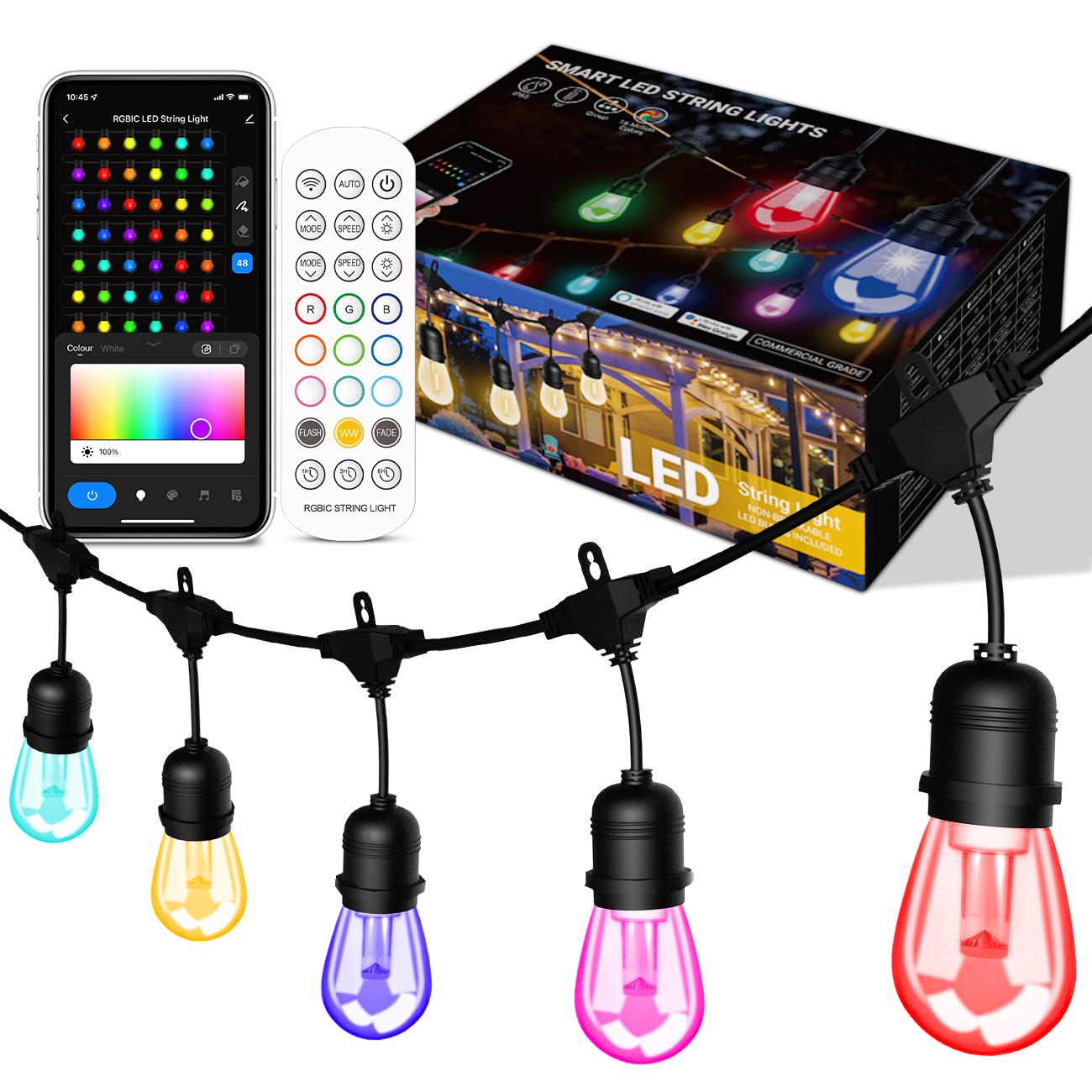 Умный RGB уличный светодиодный коммерческий гирляндный светильник с винтажными светодиодными лампами Edison S14 для праздничного сада, патио, рождественского использования TUYA
Умный RGB уличный светодиодный коммерческий гирляндный светильник с винтажными светодиодными лампами Edison S14 для праздничного сада, патио, рождественского использования TUYA
