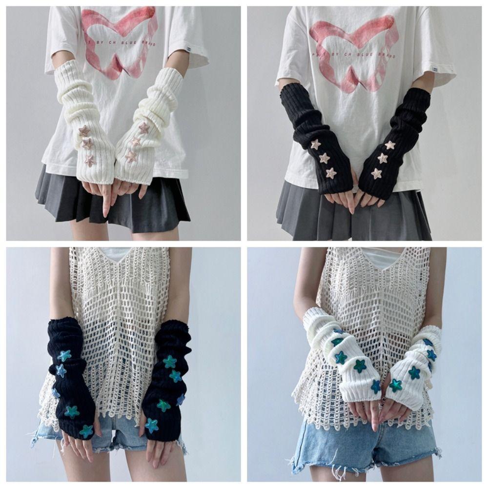 Y2k Star Knitted Gloves Gothic Fingerless Gloves Cute Wool Sleeve Cuff Streetwear white-pink star
Y2k Star Knitted Gloves Gothic Fingerless Gloves Cute Wool Sleeve Cuff Streetwear white-pink star