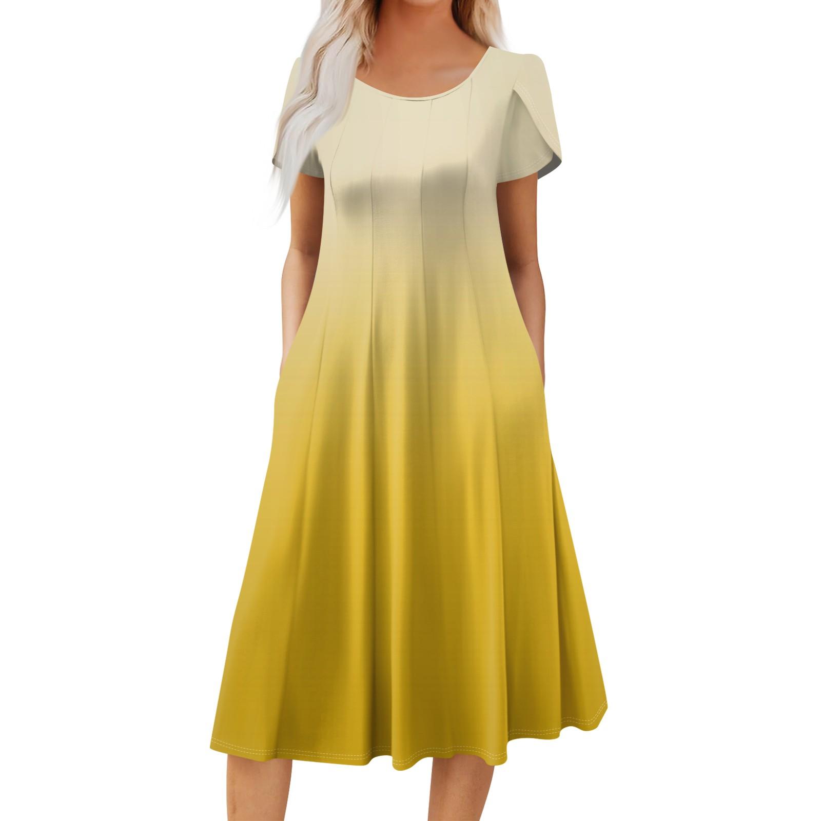 Женское повседневное модное платье миди с круглым вырезом и коротким рукавом, модное свадебное платье для гостей XL жёлтый
Женское повседневное модное платье миди с круглым вырезом и коротким рукавом, модное свадебное платье для гостей XL жёлтый