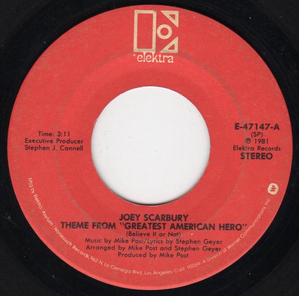 7inch Record JOEY SCARBURY Theme From The Greatest American H E47147 Elektra 1981 US Rock Used
7inch Record JOEY SCARBURY Theme From The Greatest American H E47147 Elektra 1981 US Rock Used