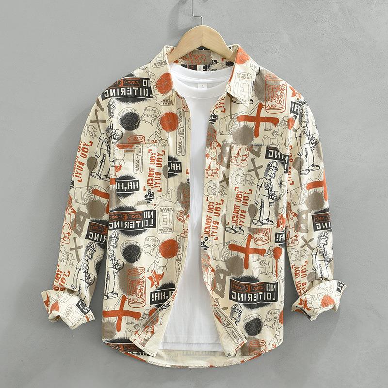 Чоловіча модна повсякденна сорочка з довгим рукавом з повним принтом для весни та осені L
Чоловіча модна повсякденна сорочка з довгим рукавом з повним принтом для весни та осені L