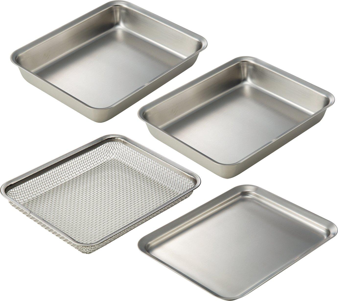 La base stainless steel square tray x square colander square Made in Yoko Tsubame-Sanjo 2, & plate, 4-piece set, Japan, Arimoto, LLM-8718
La base stainless steel square tray x square colander square Made in Yoko Tsubame-Sanjo 2, & plate, 4-piece set, Japan, Arimoto, LLM-8718