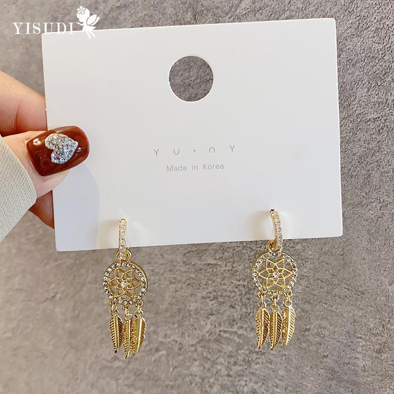 Dream Catcher Earrings for Women with Round Faces, European and American 925 Silver Earrings золотий
Dream Catcher Earrings for Women with Round Faces, European and American 925 Silver Earrings золотий