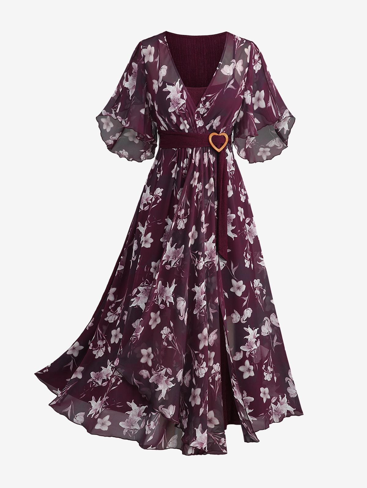 Rosegal Plus Size Flowers Print Heart Buckle Surplice Butterfly Sleeves Ribbed Textured Dress XL глибокий/червоний
Rosegal Plus Size Flowers Print Heart Buckle Surplice Butterfly Sleeves Ribbed Textured Dress XL глибокий/червоний