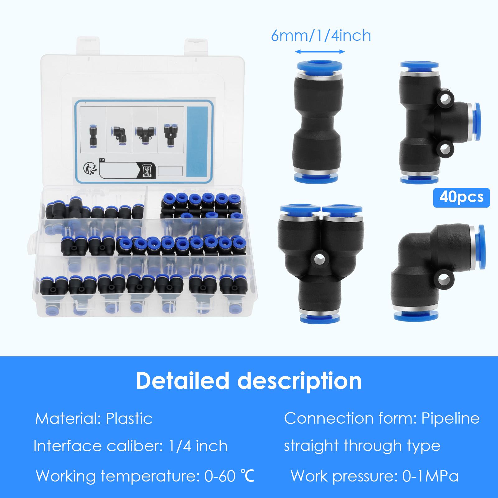 40PCS Pneumatic Accessories Kit Fittings Splitter, Elbow, Tee Straight Pipe 1/4 Inch Connector Suitable for Pneumatic Machinery 40pcs&1/4 чорний
40PCS Pneumatic Accessories Kit Fittings Splitter, Elbow, Tee Straight Pipe 1/4 Inch Connector Suitable for Pneumatic Machinery 40pcs&1/4 чорний