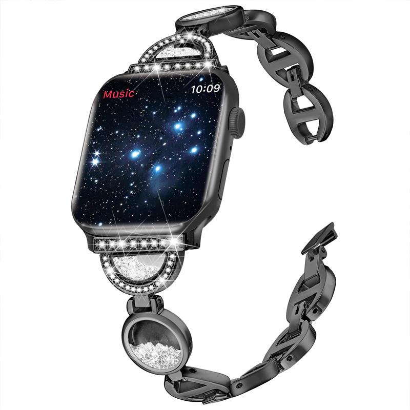 For Apple Watch Series 10 42mm/9 8 7 41mm/6 5 4 SE SE (2022) SE (2023) 40mm/3 2 1 38mm Stainless Steel Watch Band Rhinestones Quicksand Wrist Strap Black
For Apple Watch Series 10 42mm/9 8 7 41mm/6 5 4 SE SE (2022) SE (2023) 40mm/3 2 1 38mm Stainless Steel Watch Band Rhinestones Quicksand Wrist Strap Black