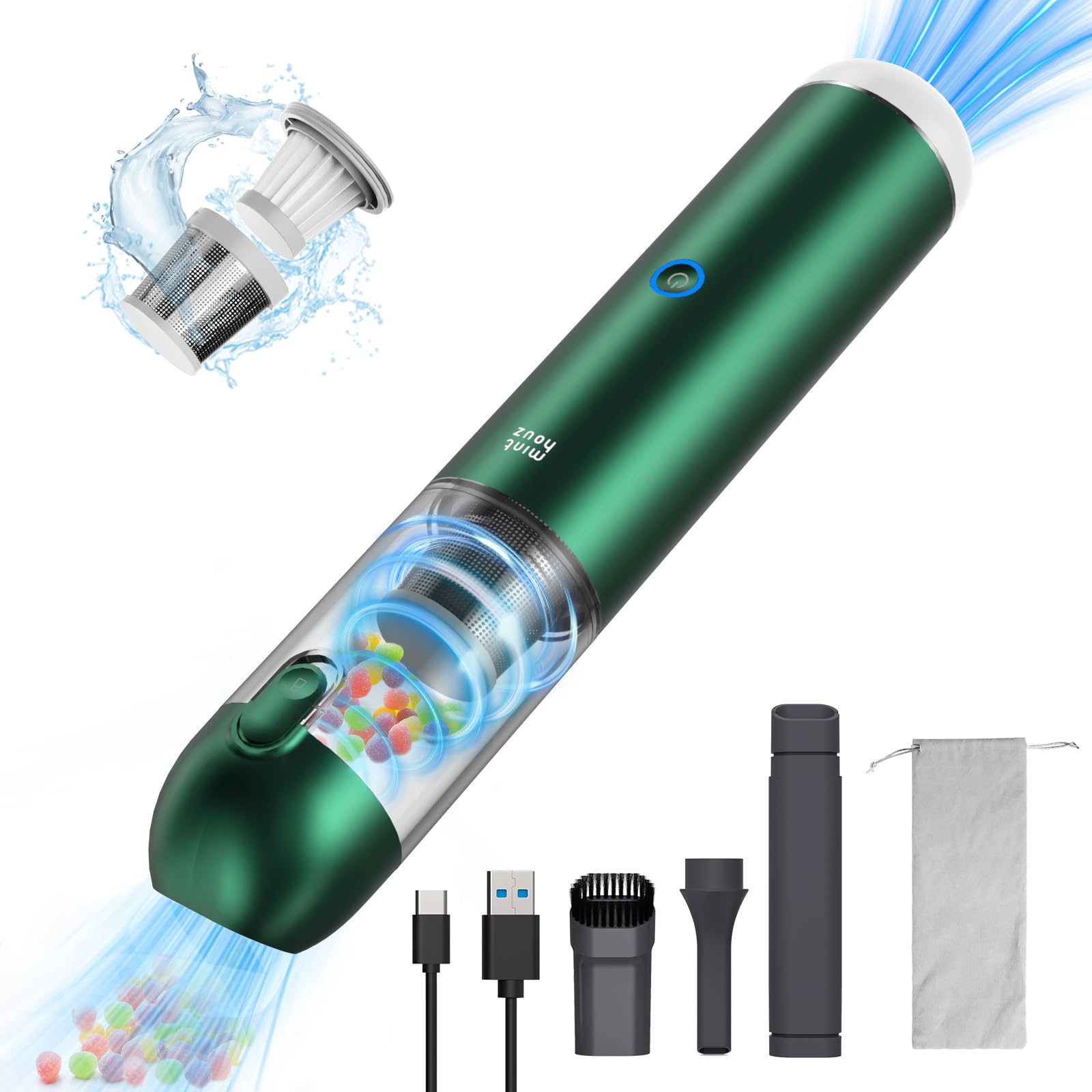 Minthouz Handy Cleaner Car Vacuum Cleaner Mini Handheld Vacuum Cleaner Cordless 17000Pa 120W Powerful Suction Ultra Light Portable with Light For темно-зелений колір
Minthouz Handy Cleaner Car Vacuum Cleaner Mini Handheld Vacuum Cleaner Cordless 17000Pa 120W Powerful Suction Ultra Light Portable with Light For темно-зелений колір