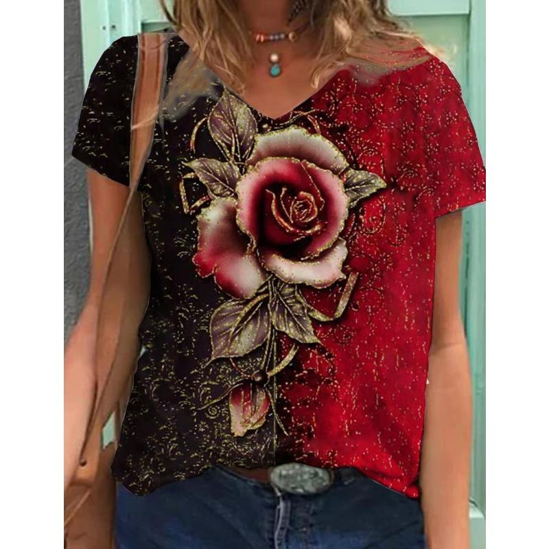 Летний топ с V-образным вырезом и принтом 3D Rose, модные повседневные женские футболки с короткими рукавами XS
Летний топ с V-образным вырезом и принтом 3D Rose, модные повседневные женские футболки с короткими рукавами XS