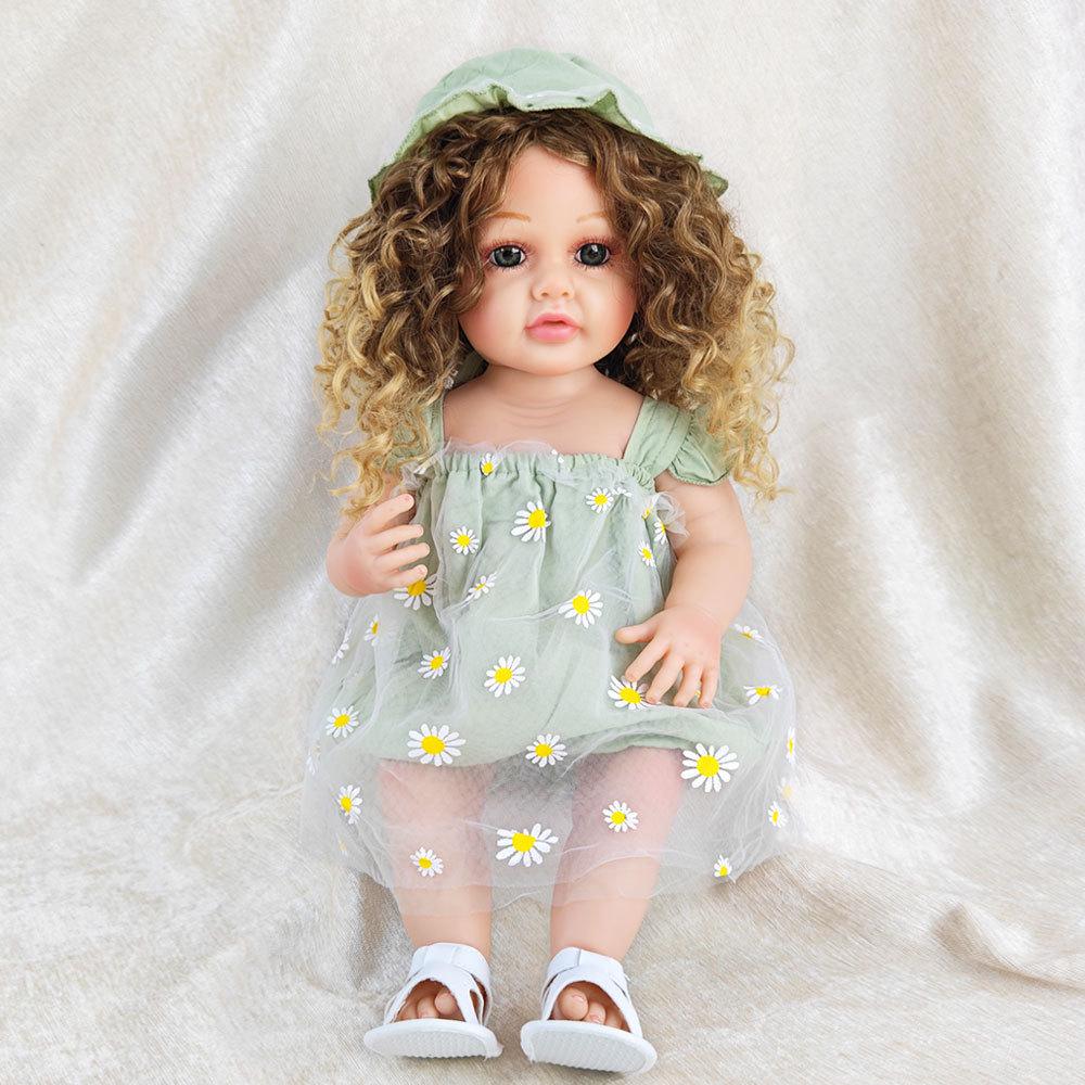 Pinchable Soft Reborn Doll with Curly Hair - Lifelike Baby Toy for Kids Playhouse & Gift Complete Set (Doll + Clothes)
Pinchable Soft Reborn Doll with Curly Hair - Lifelike Baby Toy for Kids Playhouse & Gift Complete Set (Doll + Clothes)