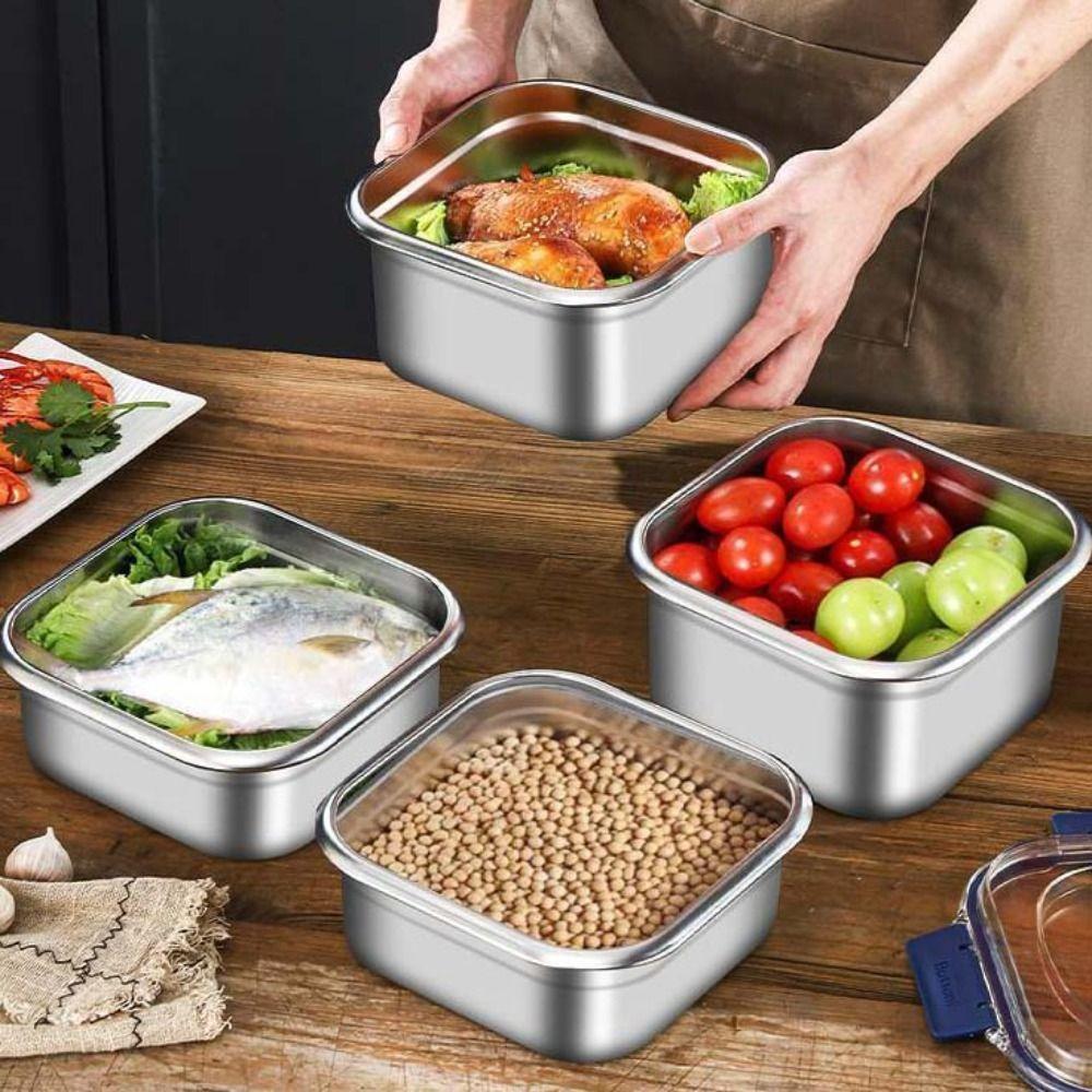 Stainless Steel Fresh-keeping Box Square with Lid Food Container Thickened Large Capacity Lunch Box Induction Cooker
Stainless Steel Fresh-keeping Box Square with Lid Food Container Thickened Large Capacity Lunch Box Induction Cooker