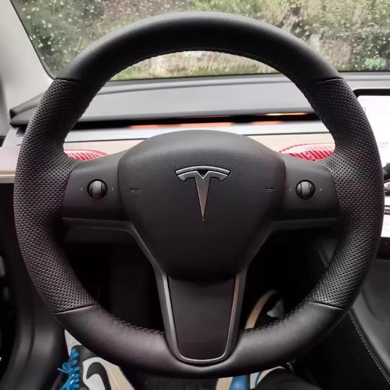 Для Tesla Model 3 Model Y 2018- Ручна прошивка Нековзкий Чорно-червоний Шкіряний Чохол на кермо автомобіля 3
Для Tesla Model 3 Model Y 2018- Ручна прошивка Нековзкий Чорно-червоний Шкіряний Чохол на кермо автомобіля 3