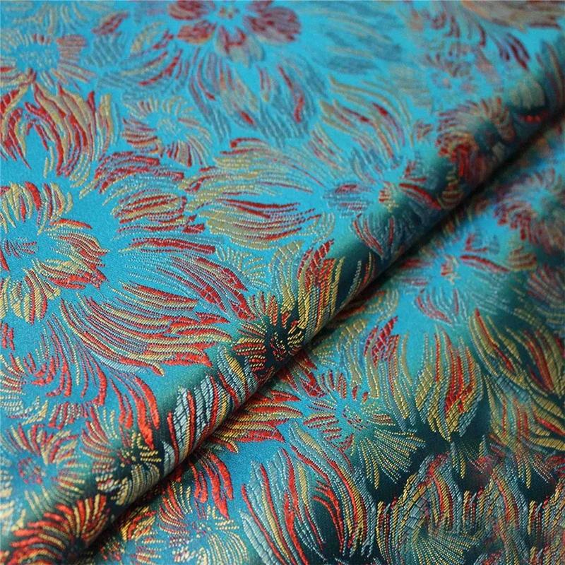 100*90 см Дамасский шелковый атлас Брокат Жаккардовая ткань Винтажная красочная цветочная для шитья пальто, штор, скатерти, дивана, юбки, одежды 100X90cm
