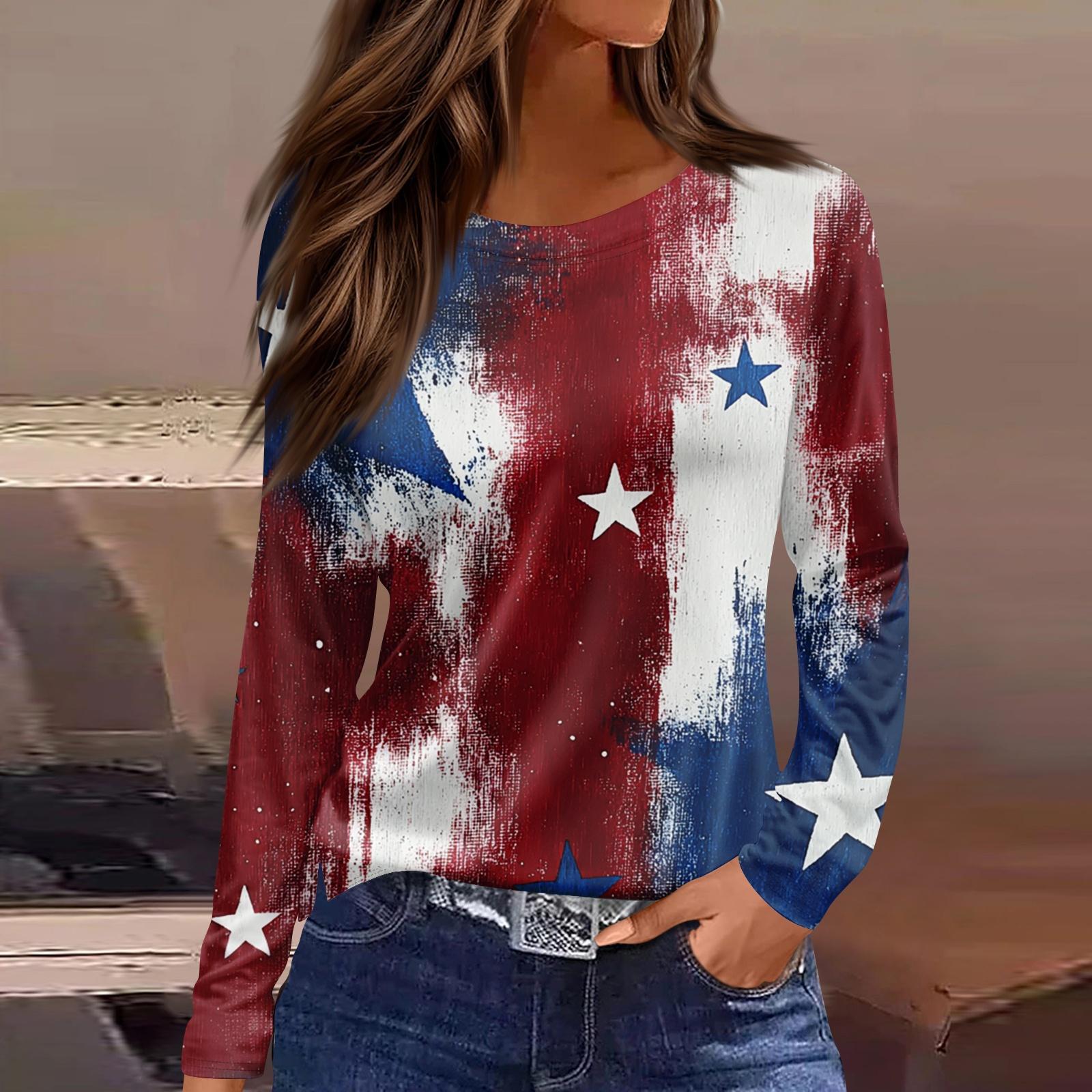 Women’s Long Sleeve Crewneck Top with American Flag and Floral Print Casual Loose Fit Pullover for Daily Wear XL винний
Women’s Long Sleeve Crewneck Top with American Flag and Floral Print Casual Loose Fit Pullover for Daily Wear XL винний