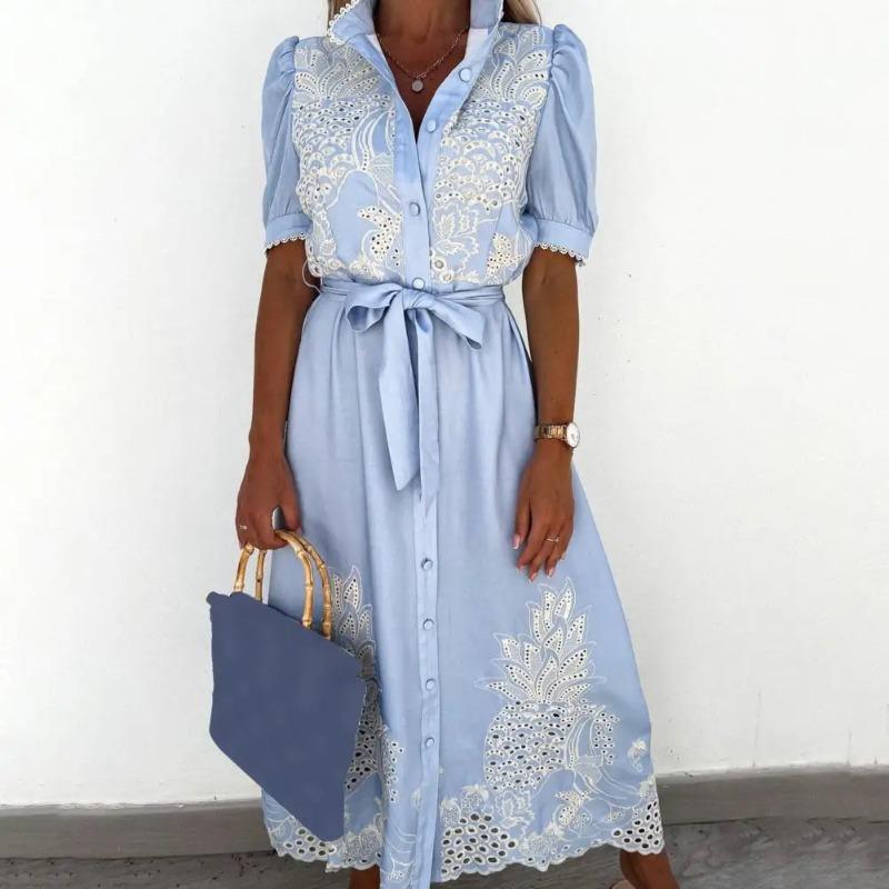 Lace Up Women Shirt Dress Summer Elegant Single Breasted Puff Sleeve Maxi Dress Vestidos Bohemian Sundress Party Robe S небесно-голубой
Lace Up Women Shirt Dress Summer Elegant Single Breasted Puff Sleeve Maxi Dress Vestidos Bohemian Sundress Party Robe S небесно-голубой