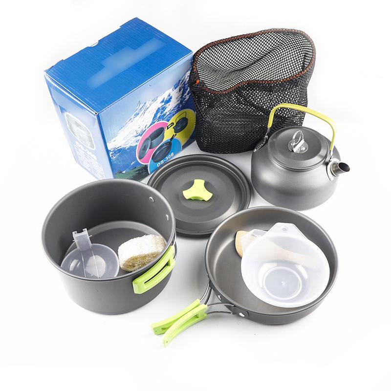DS-308 Camping Cookware Set, Aluminum Pot Pan and Tea Kettle, Portable 4-Piece Nesting Cooking Kit for Outdoor Picnic Backpacking cooking pan + frying pan + teapot + accessories
DS-308 Camping Cookware Set, Aluminum Pot Pan and Tea Kettle, Portable 4-Piece Nesting Cooking Kit for Outdoor Picnic Backpacking cooking pan + frying pan + teapot + accessories