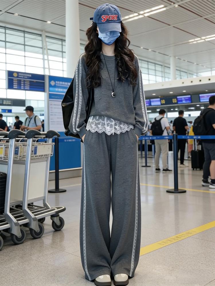Lace Trim Stylish Spring/Fall 2026 Casual Round Neck Sweatshirt and Wide-Leg Pants Set X-Large серый
Lace Trim Stylish Spring/Fall 2026 Casual Round Neck Sweatshirt and Wide-Leg Pants Set X-Large серый