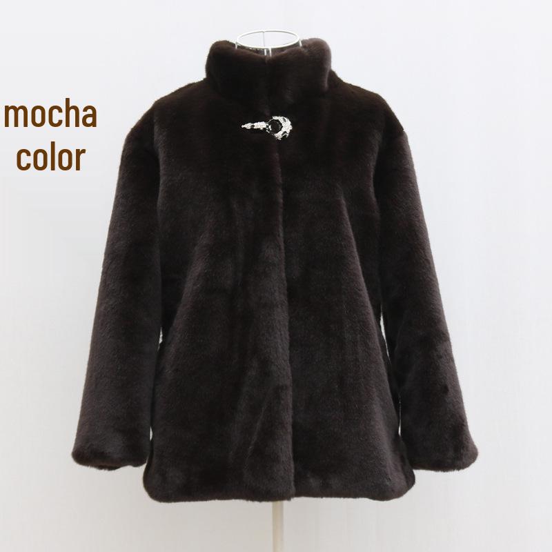 Жіноча приталена куртка в корейському стилі зі штучного хутра норки зі стійкою XL
Жіноча приталена куртка в корейському стилі зі штучного хутра норки зі стійкою XL