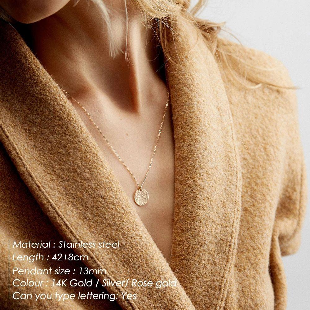 SUNIBI Minimalist Stainless Steel Pendant Necklace for Women Girls Gold Color Hammered Disc Dainty Necklaces Jewelry Silver Color
SUNIBI Minimalist Stainless Steel Pendant Necklace for Women Girls Gold Color Hammered Disc Dainty Necklaces Jewelry Silver Color