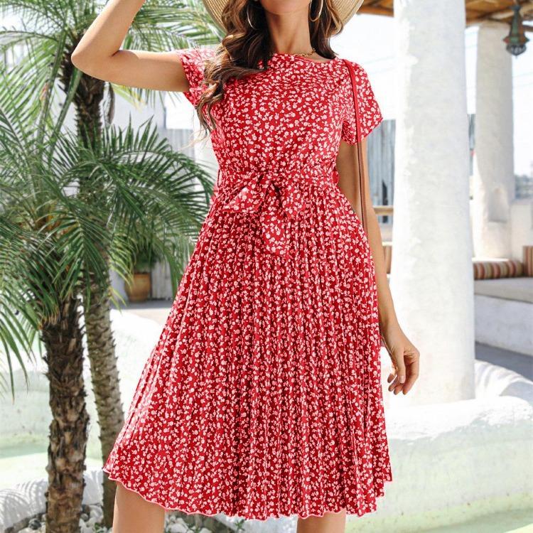 Women Floral Lace Pleated Dress Short Sleeve Medium Long Leisure Spring Summer S красный
Women Floral Lace Pleated Dress Short Sleeve Medium Long Leisure Spring Summer S красный