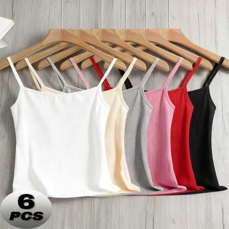 6 шт. Женская летняя майка на тонких бретелях, Дышащая, мягкая к коже, Приталенный шикарный топ для свиданий и ношения на улице XXL разноцветный
6 шт. Женская летняя майка на тонких бретелях, Дышащая, мягкая к коже, Приталенный шикарный топ для свиданий и ношения на улице XXL разноцветный