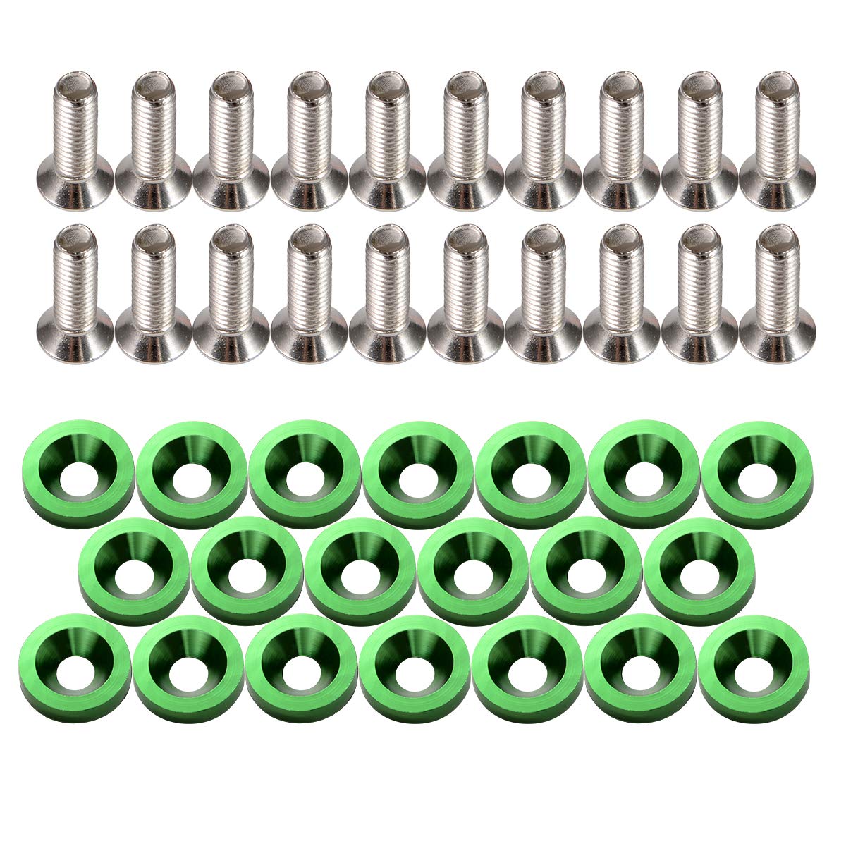 Кольцо для номерного знака, Зеленое, Внешние болты, Винты для номерного знака, Крыло, Декор винтами для номерного знака, Противоугонные винты, Нержавеющие болты (зеленый) 20pcs зелёный
