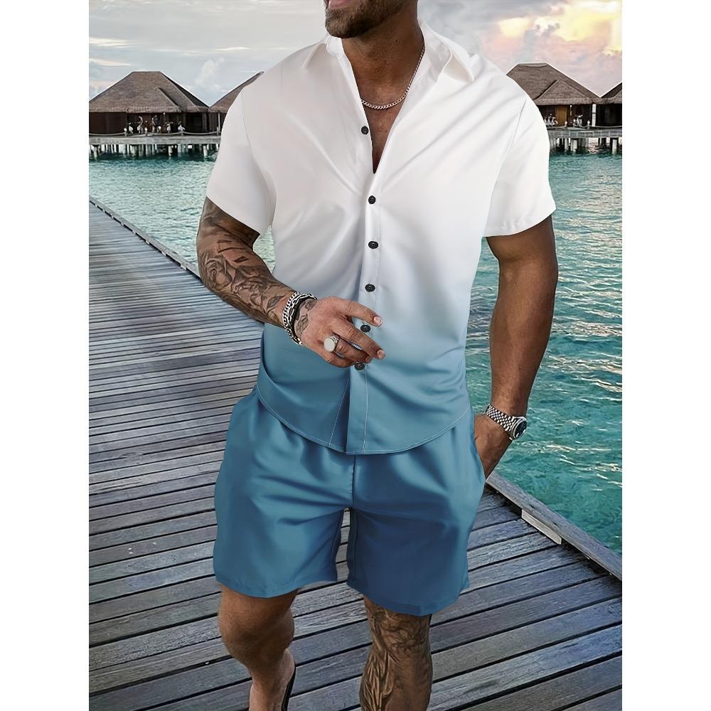 Модний літній чоловічий набір сорочок з 3D-друком, градієнтною смугастою короткими рукавами, повсякденна сорочка, негабаритні пляжні шорти, гавайський чоловічий костюм XL
Модний літній чоловічий набір сорочок з 3D-друком, градієнтною смугастою короткими рукавами, повсякденна сорочка, негабаритні пляжні шорти, гавайський чоловічий костюм XL