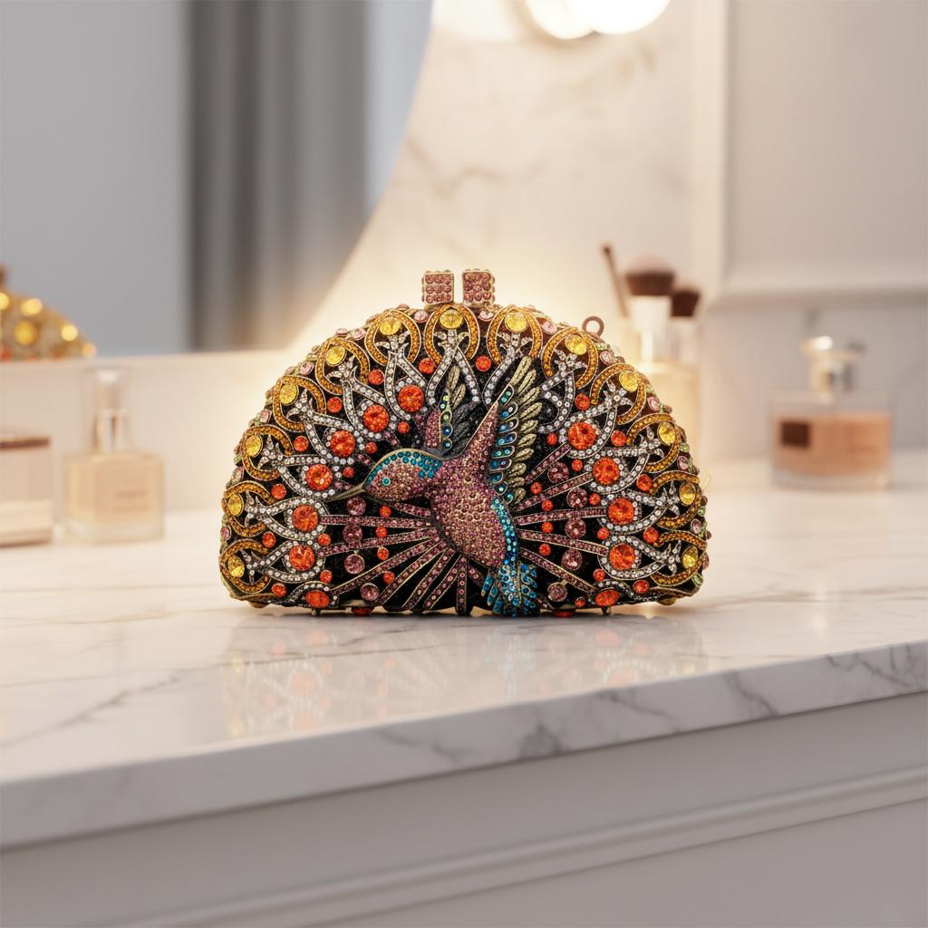 Crystal New Model Bird-Shaped Rhinestone High Stand Evening Bag Vintage Dress Banquet Clutch Magnetic Clasp Dinner Bag for Women L17xW6.5xH10.5 CM
Crystal New Model Bird-Shaped Rhinestone High Stand Evening Bag Vintage Dress Banquet Clutch Magnetic Clasp Dinner Bag for Women L17xW6.5xH10.5 CM