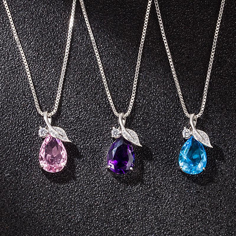 Korean Pink Blue Purple Diamond Leaf Water Drop Necklace - Simple, Versatile Pendant Clavicle Chain for Women
Korean Pink Blue Purple Diamond Leaf Water Drop Necklace - Simple, Versatile Pendant Clavicle Chain for Women