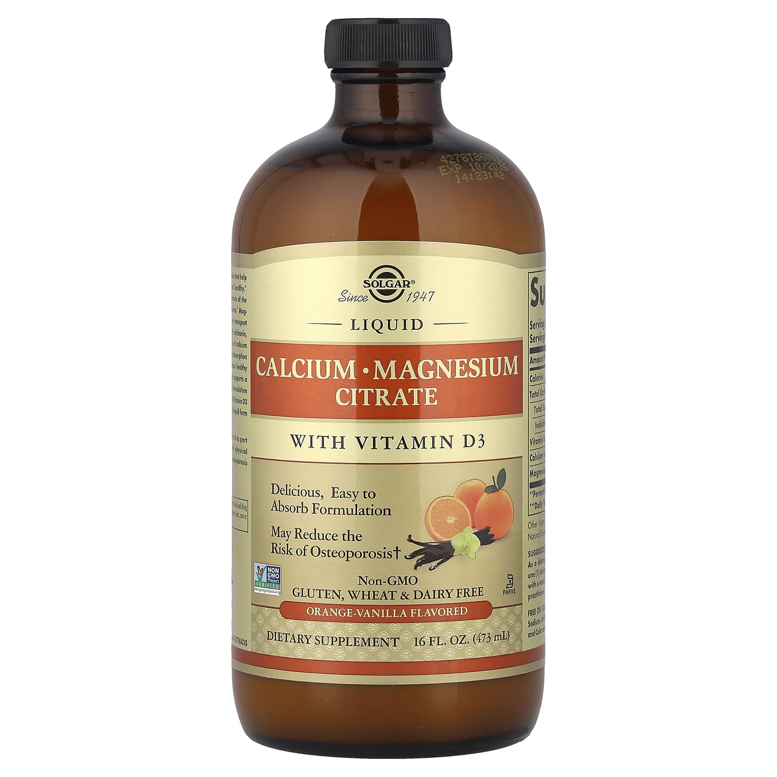 Liquid Calcium Magnesium Citrate With Vitamin D3, Natural Orange Vanilla Flavor, 473 Ml (16 Fl Oz)
Liquid Calcium Magnesium Citrate With Vitamin D3, Natural Orange Vanilla Flavor, 473 Ml (16 Fl Oz)