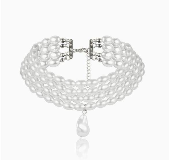 Multi Strand Pearl Choker Necklace with Oval Pendant Silver Chain Adjustable Length Elegant Layered Design for Women and Girls Jewelry One Size
Multi Strand Pearl Choker Necklace with Oval Pendant Silver Chain Adjustable Length Elegant Layered Design for Women and Girls Jewelry One Size