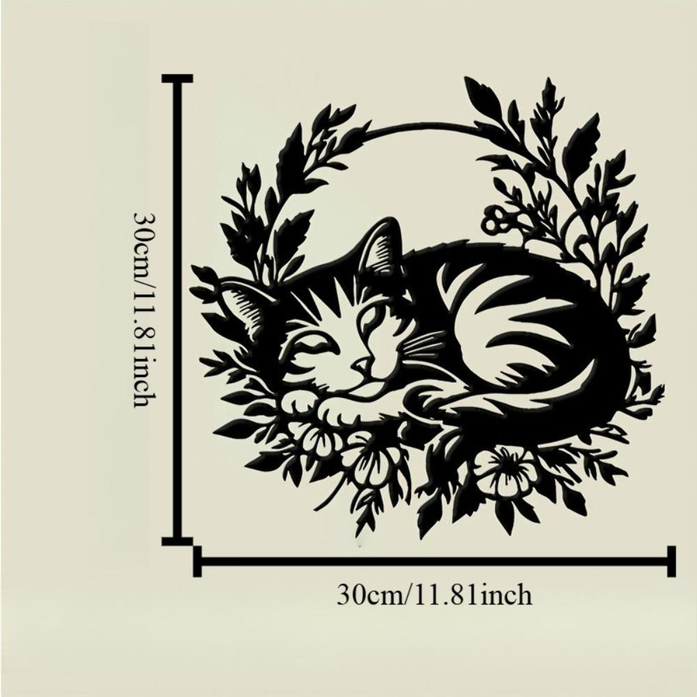 Metal Wall Art Sleeping Cat Floral Leaf Wreath Black Design Valentine Christmas Wedding Gift Living Room Patio Office Decor 12in
Metal Wall Art Sleeping Cat Floral Leaf Wreath Black Design Valentine Christmas Wedding Gift Living Room Patio Office Decor 12in