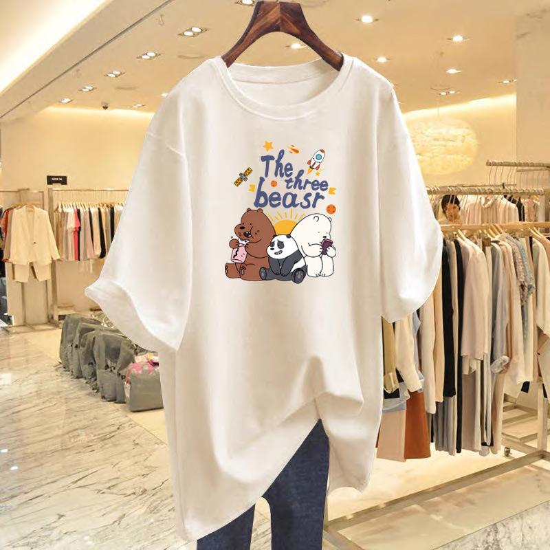 Bear print casual top loose medium and long large size short-sleeved t-shirt women s summer new XXXL
Bear print casual top loose medium and long large size short-sleeved t-shirt women s summer new XXXL