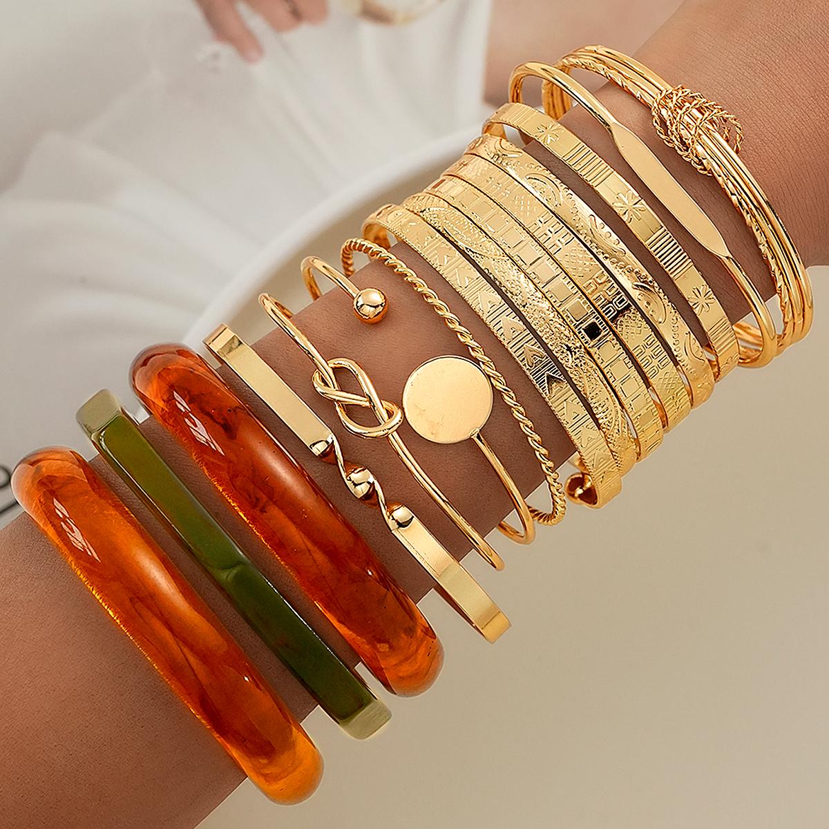 15Pcs Boho Chunky Resin Bangle Bracelet Set for Women Fashion Gold Color Acrylic Stackable Wristband Trendy Cuff Jewelry Gifts
15Pcs Boho Chunky Resin Bangle Bracelet Set for Women Fashion Gold Color Acrylic Stackable Wristband Trendy Cuff Jewelry Gifts