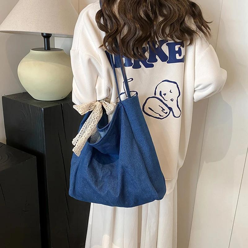 Women S Soft Denim Shoulder Bags Monochromatic Zipper Bags Large Capacity Casual Stitching Line Youth Premium Durable
Women S Soft Denim Shoulder Bags Monochromatic Zipper Bags Large Capacity Casual Stitching Line Youth Premium Durable