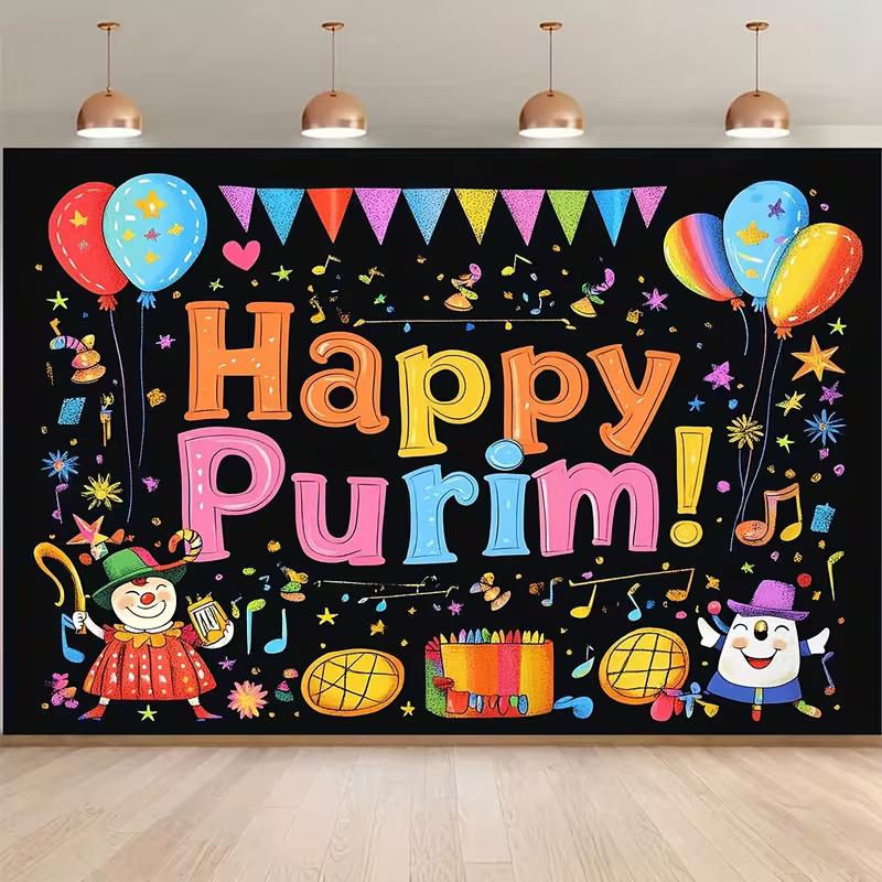 2D Flat Black Happy Purim Backdrop Colorful Carnival Party Photography Prop 47.2x31.5inch/120*80cm
2D Flat Black Happy Purim Backdrop Colorful Carnival Party Photography Prop 47.2x31.5inch/120*80cm