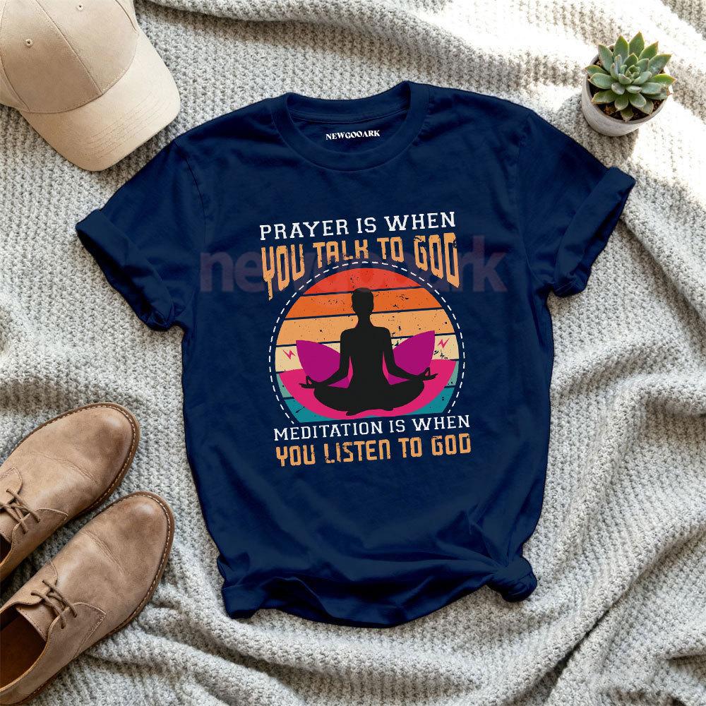 Prayer Is When You Talk To Goo Meditaion Is When You Listen To Goo Yoga Shirt Lotus Yoga Printed Tshirt Woman Man Cotton Tops 4XL
Prayer Is When You Talk To Goo Meditaion Is When You Listen To Goo Yoga Shirt Lotus Yoga Printed Tshirt Woman Man Cotton Tops 4XL