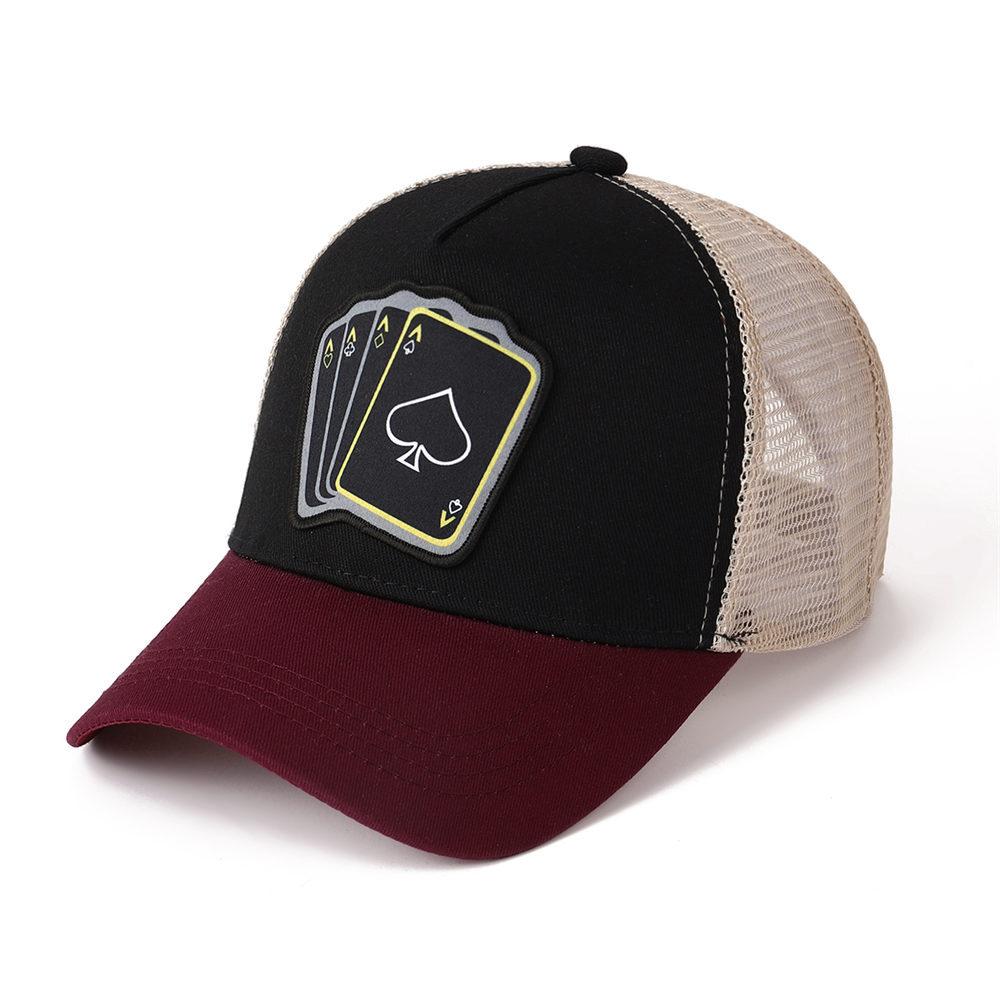 Poker Embroidered Baseball Cap Color Block Embroidery Duckbill Hat High Top Mesh Cap Face Slimming Curved Brim Sun Hat Adjustable
Poker Embroidered Baseball Cap Color Block Embroidery Duckbill Hat High Top Mesh Cap Face Slimming Curved Brim Sun Hat Adjustable