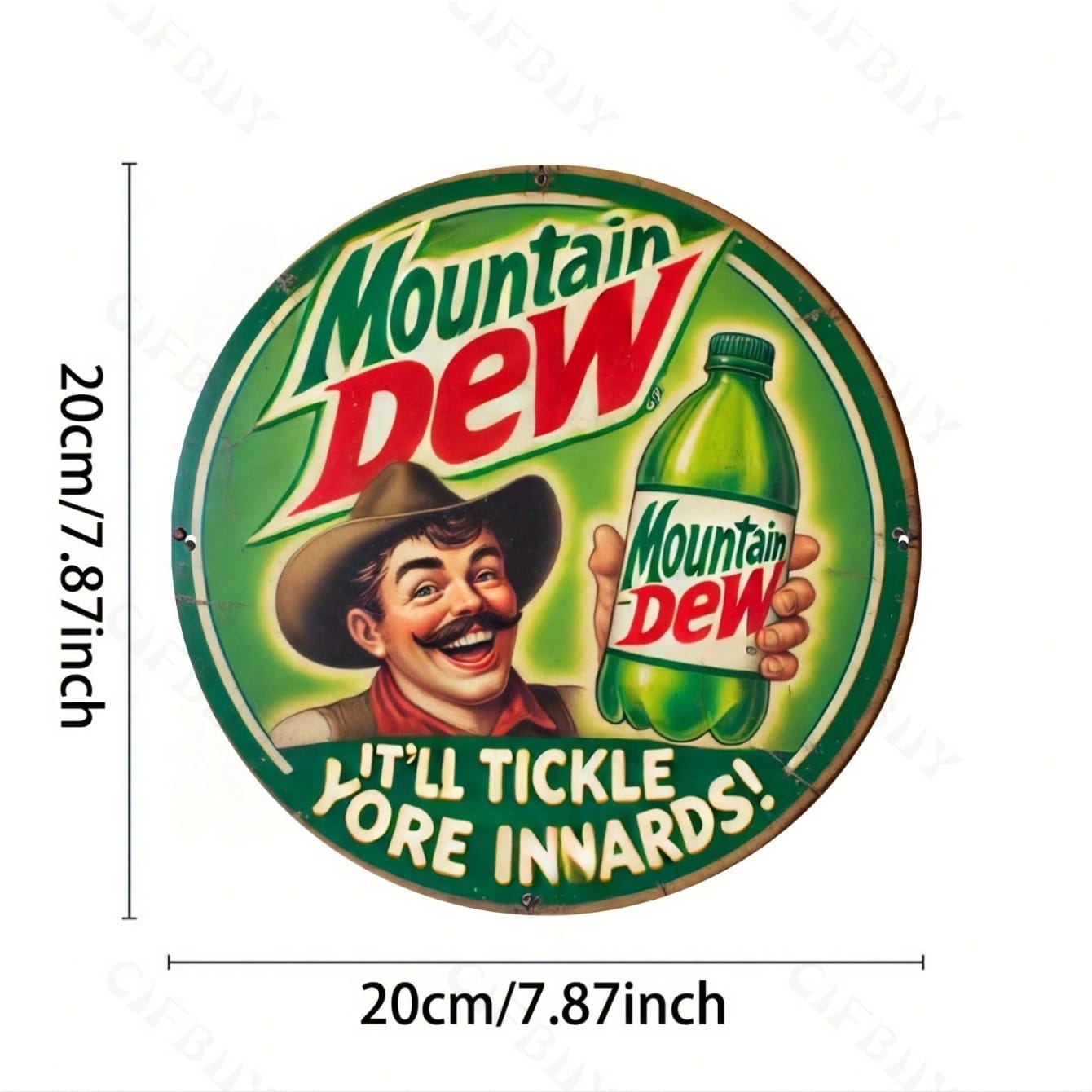 Винтажная металлическая вывеска Mountain Dew Настенное искусство 8x8 дюймов Круглая Алюминиевая фольга Гравированная Прочный Декор Дом Офис Бар Кафе Подарок TYA4495-20X20CM разноцветный
Винтажная металлическая вывеска Mountain Dew Настенное искусство 8x8 дюймов Круглая Алюминиевая фольга Гравированная Прочный Декор Дом Офис Бар Кафе Подарок TYA4495-20X20CM разноцветный