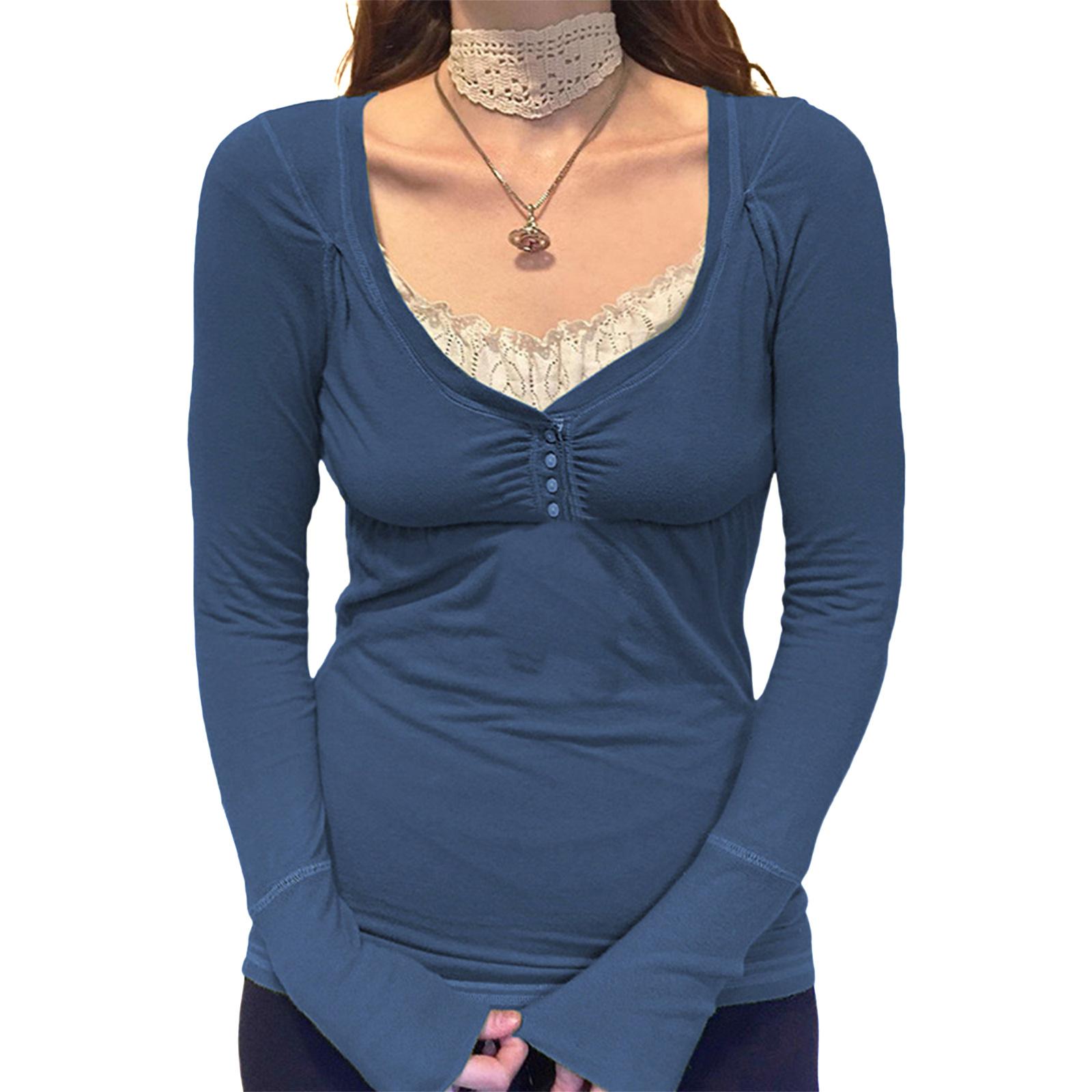 Женские футболки с кружевной отделкой, с длинными рукавами, на пуговицах, облегающие, с V-образным вырезом, осенние топы L
Женские футболки с кружевной отделкой, с длинными рукавами, на пуговицах, облегающие, с V-образным вырезом, осенние топы L