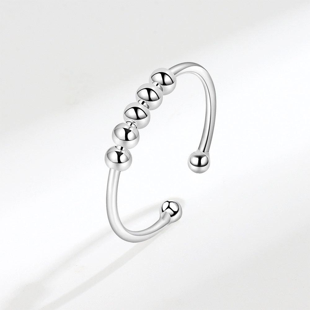 New Sterling Silver Stress Relief Fidget Spinner Rings Rotate Beads Anxiety Adjustable Rings for Women Men Fine Jewelry
New Sterling Silver Stress Relief Fidget Spinner Rings Rotate Beads Anxiety Adjustable Rings for Women Men Fine Jewelry